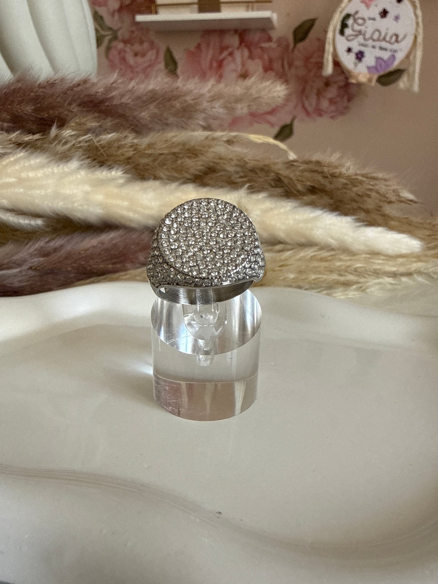 Anello strass rotondo
