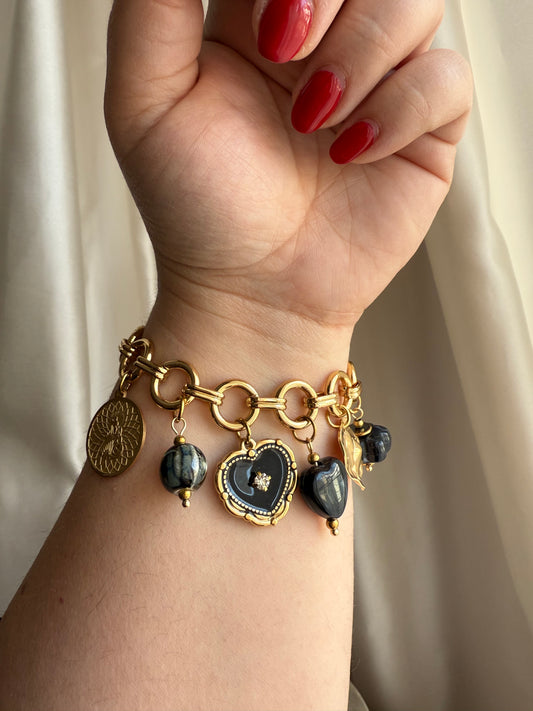 Bracciale cuore nero