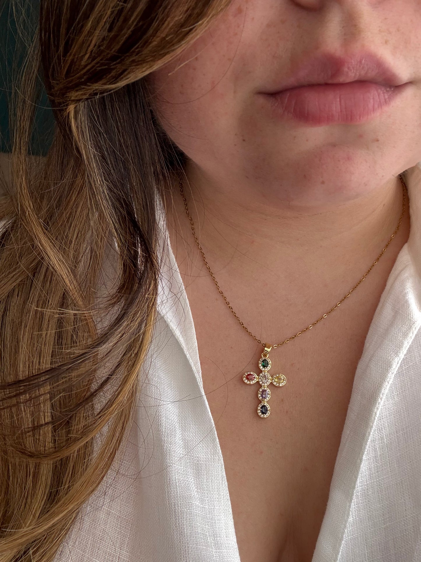 Collana croce multicolor