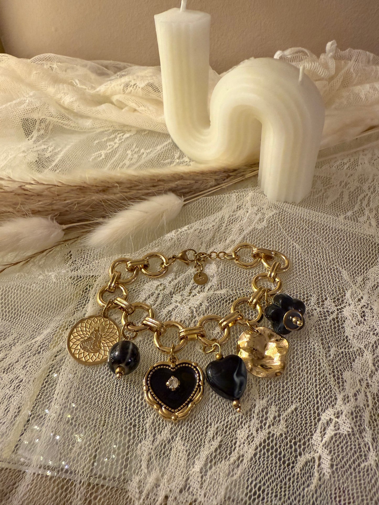 Bracciale cuore nero