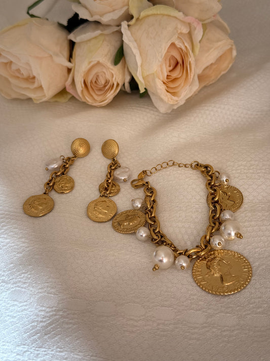 Set bracciale orecchini monete vintage