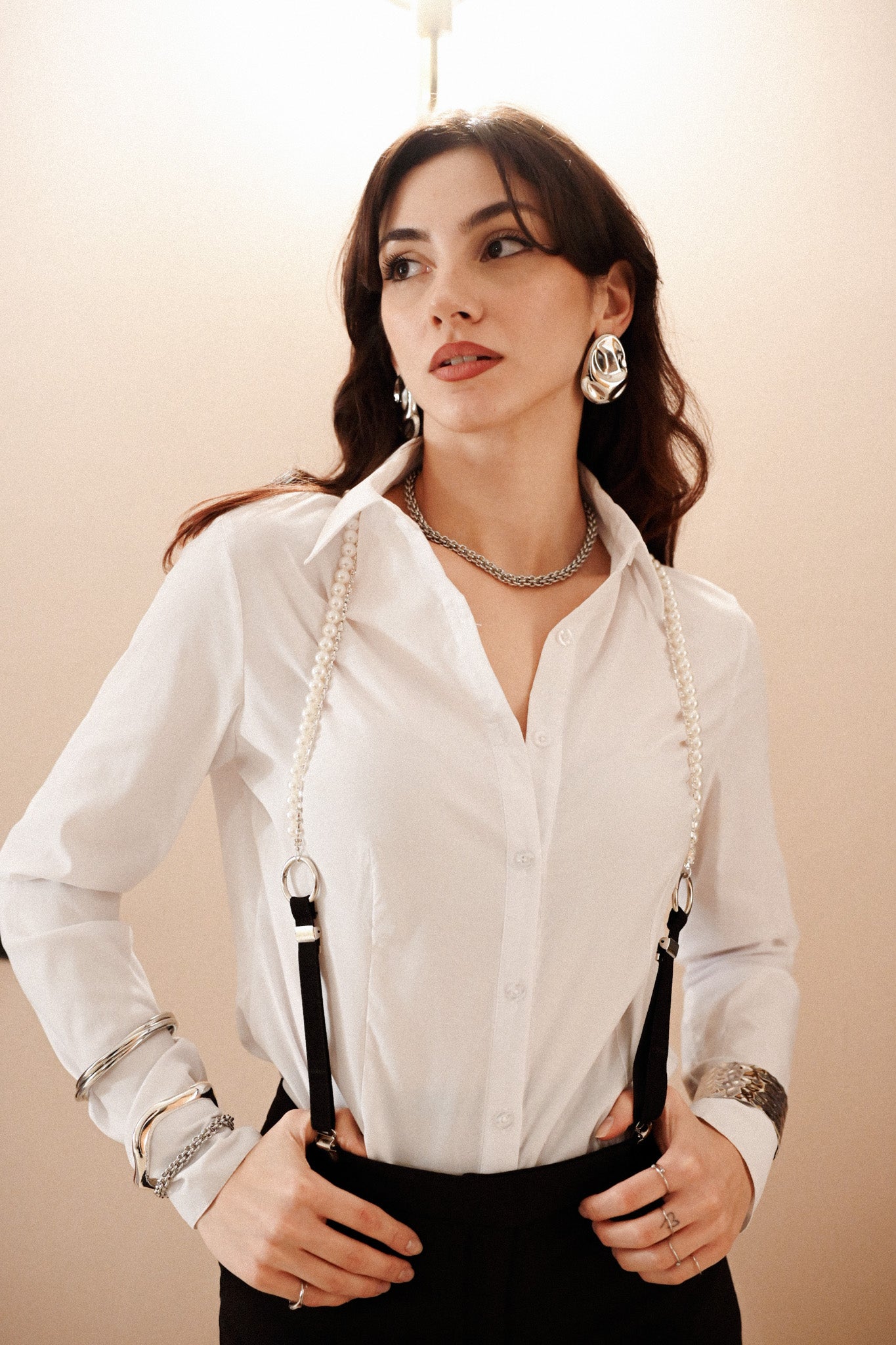 Bretelle strass e perle